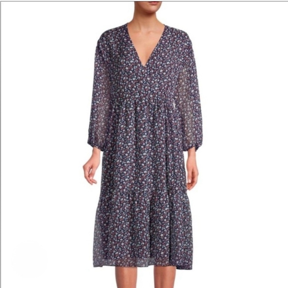 NWOT Madewell Enchanted Floral Georgette Tiered Midi Dress L